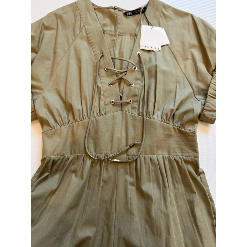 Zara Jumpsuit Women’s Medium Olive Green Utility NWT Safari Straight Leg Pockets - Picture 14 of 16